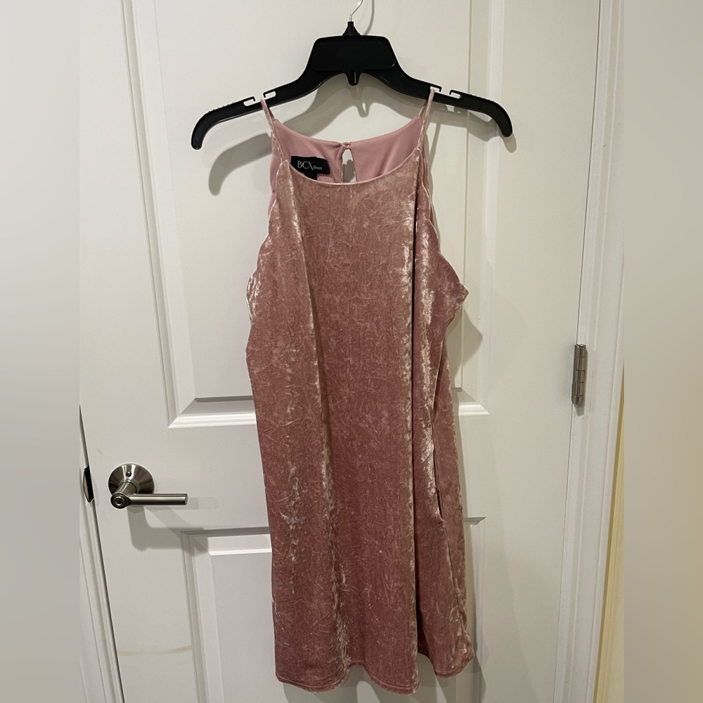 BCX Pink Velvet Party Dress Size Large with side pockets